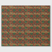 Luxe rood en groen kerstinpakpapier cadeaupapier (Vlak)