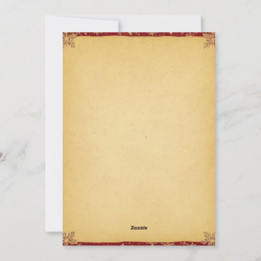 Luxe Rood en Groen Plakken Feestelijke Gouden Acce Feestdagenkaart (Achterkant)