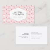 Luxe rood en wit art deco patroon visitekaartje (Voorkant / Achterkant)