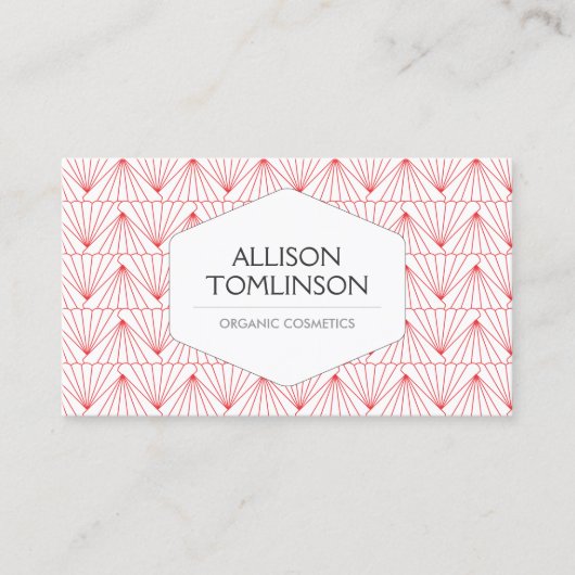 Luxe rood en wit art deco patroon visitekaartje (Voorkant)