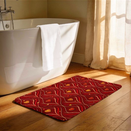 Luxe Rood Goud Art Deco Abstract Patroon Badmat