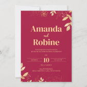 Luxe Rood & Goud bruiloft uitnodiging (Voorkant)