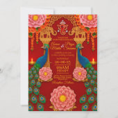 Luxe Rood & Goud Indiase bruiloft uitnodiging (Voorkant)