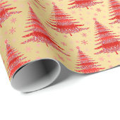 Luxe rood goud kerstboom patroon cadeaupapier (Rol Hoek)