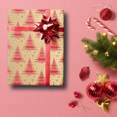 Luxe rood goud kerstboom patroon cadeaupapier
