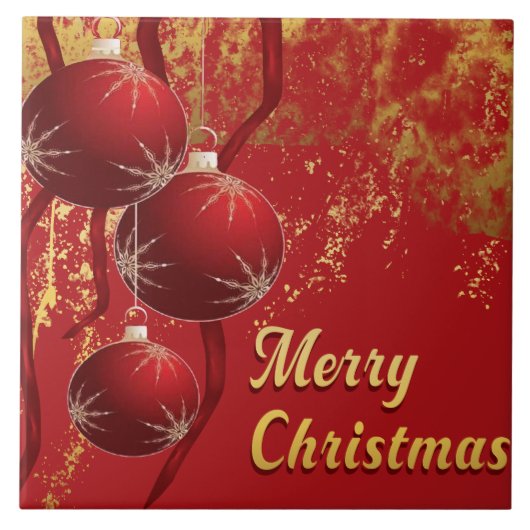 Luxe Rood & Goud Kerstmis decoratief Tegeltje (Voorkant)