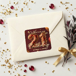 Luxe Rood Goud Robijn Edelsteen 21e Verjaardagsfee Vierkante Sticker