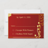 Luxe Rood Gouden Mandala QR Code RSVP Kaart (Voorkant)