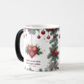 Luxe Rood Hart Kerst Kleur Vervormende Mok (Voorkant links)