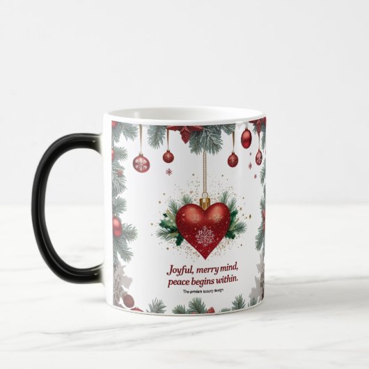 Luxe Rood Hart Kerst Kleur Vervormende Mok (Links)