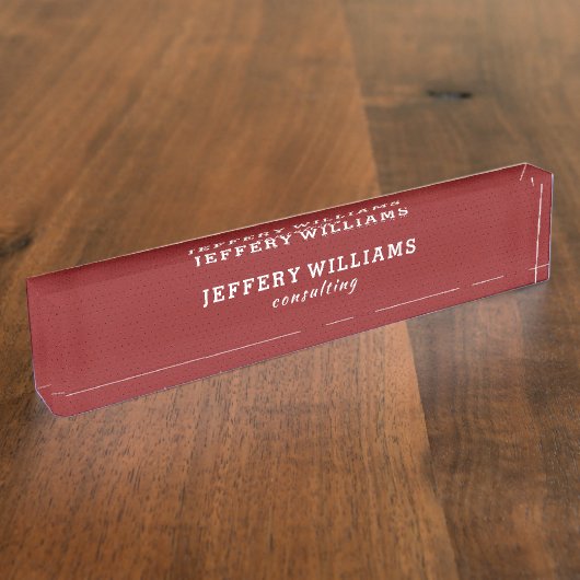 Luxe rood  leer naambordje (Zijkant)