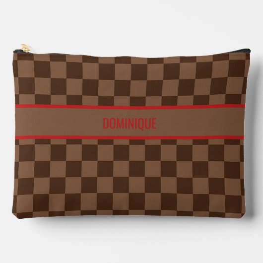 Luxe rood met bruin geruit etui (Voorkant)