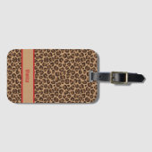 Luxe rood met luipaardprint  bagagelabel (Voorkant (horizontaal))