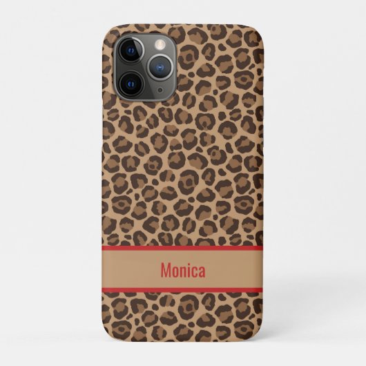 Luxe Rood met Luipaardprint iPhone hoesje (Achterkant)