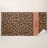 Luxe rood met luipaardprint strandlaken (Voorkant)