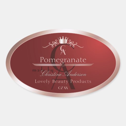 Luxe Rood Product Label Roze Gouden Frame Monogram (Voorkant)
