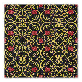 Luxe rood rozetontwerp met bladgoud behang