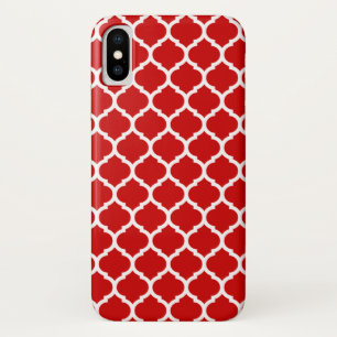 Luxe rood vierlobbig roosterpatroon iPhone x hoesje