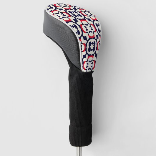 Luxe rood wit en blauw golfheadcover (Schuin)