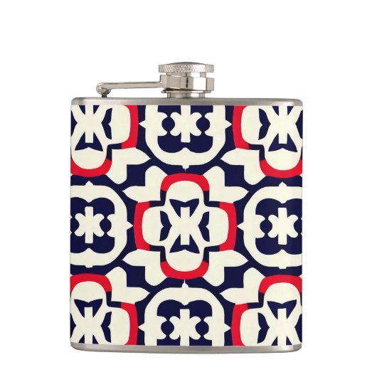 Luxe rood wit en blauw heupfles (Voorkant)