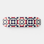 Luxe rood wit en blauw persoonlijk skateboard (Horizontaal)