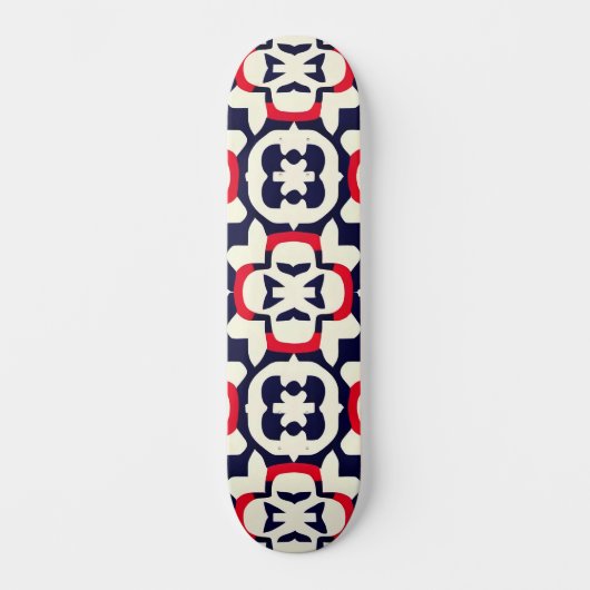 Luxe rood wit en blauw persoonlijk skateboard (Voorkant)
