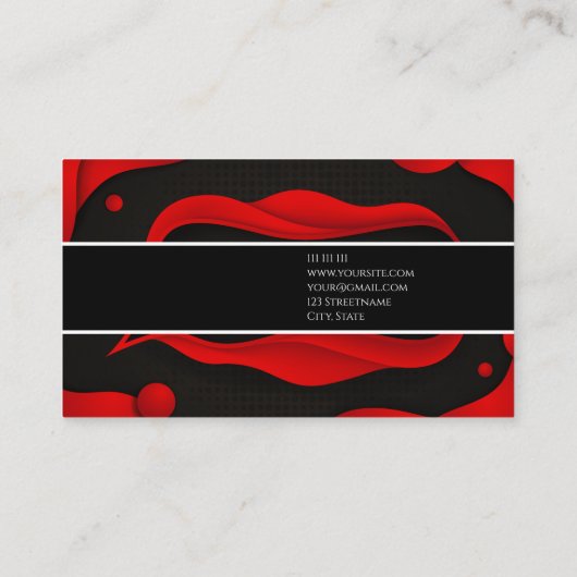 Luxe rood zwart elegant professioneel vrouwelijk visitekaartje (Achterkant)