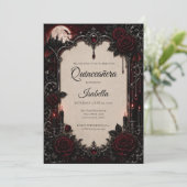 Luxe rood & zwart Quinceañera Kaart (Staand voorkant)
