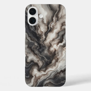 Luxe Rookzwarte Agate Telefoonhoes - Dramatisch iPhone 16 Plus Hoesje