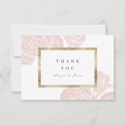 Luxe roos bloedig  botanische bruiloft bedankkaart (Voorkant)