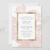 Luxe roos bloedig  botanische bruiloft kaart (Voorkant)