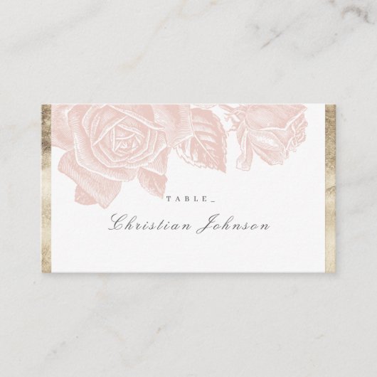 Luxe roos bloedig  botanische bruiloft plaatskaartje (Voorkant)