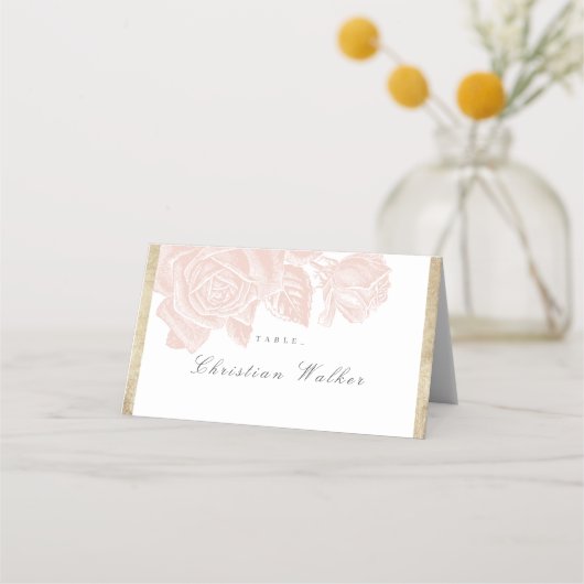 Luxe roos bloedig  botanische bruiloft plaatskaartje (Voorkant)