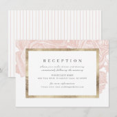 Luxe roos blush gold  botanische receptie informatiekaartje (Voorkant / Achterkant)