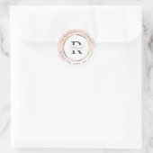 Luxe roos blush gouden monogram retouradres ronde sticker (Tas)