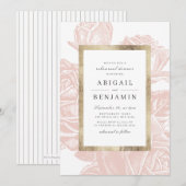 Luxe roos blush gouden repetitiediner kaart (Voorkant / Achterkant)