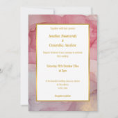 LUXE ROOS BLUSH MARBLE WEDDING INVITATION KAART (Voorkant)