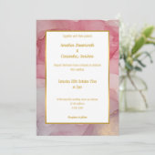 LUXE ROOS BLUSH MARBLE WEDDING INVITATION KAART (Staand voorkant)