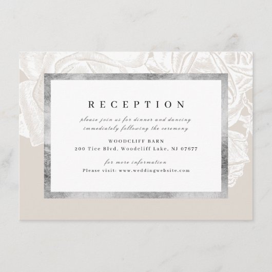 Luxe roos  botanische bruiloft receptie informatiekaartje (Voorkant)