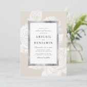 Luxe roos  botanische repetitie diner kaart (Staand voorkant)