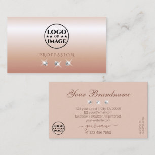 Luxe Roos Coral Sparging Diamonds met Logo Visitekaartje