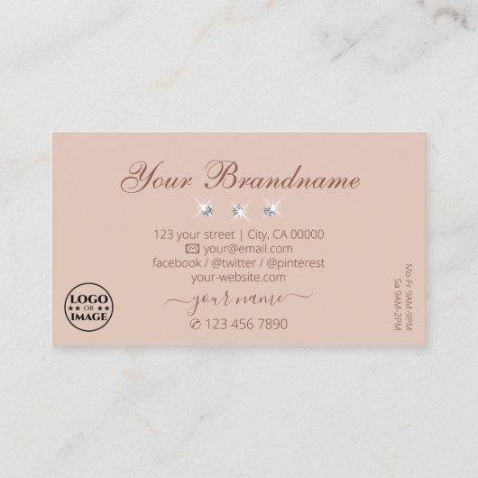 Luxe Roos Coral Sparging Diamonds met Logo Visitekaartje (Achterkant)