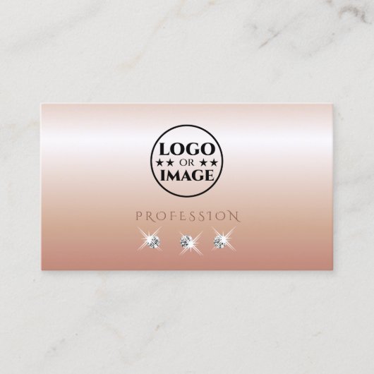 Luxe Roos Coral Sparging Diamonds met Logo Visitekaartje (Voorkant)