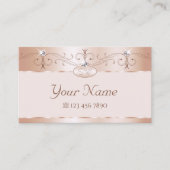 Luxe Roos Coral  Sparkle Diamonds Monogram Visitekaartje (Voorkant)