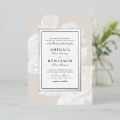 Luxe roos floral Silver  botanische bruiloft Folie Uitnodiging (Staand Voorkant)