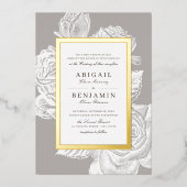 Luxe roos florale goud  botanische bruiloft folie uitnodiging (Voorkant)