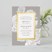 Luxe roos florale goud  botanische bruiloft folie uitnodiging (Staand Voorkant)