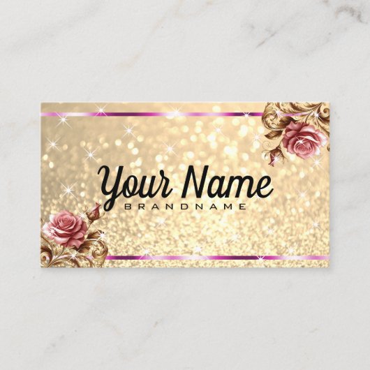 Luxe  Roos Glitter Lichtgevende Sterren Chic Visitekaartje (Voorkant)