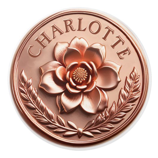 Luxe Roos Gold 3D Peony en Laurel Wreath Keramische Knop (Voorkant)