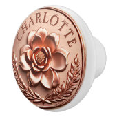 Luxe Roos Gold 3D Peony en Laurel Wreath Keramische Knop (Rechts)